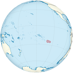 Location of  Pitcairn Islands  (circled in red)in the Pacific Ocean  (light yellow)