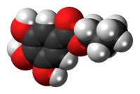 Space-filling model of the propyl gallate molecule