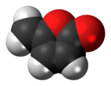 Space-filling model of the protoanemonin molecule