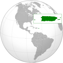 Projection of the Caribbean Sea with Puerto Rico in green