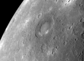 A photo of Mercury with Rachmaninoff crater centered