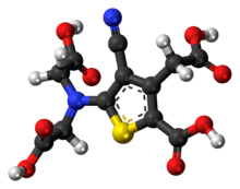 Ball-and-stick model of the ranelic acid molecule