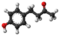 Ball-and-stick model of raspberry ketone