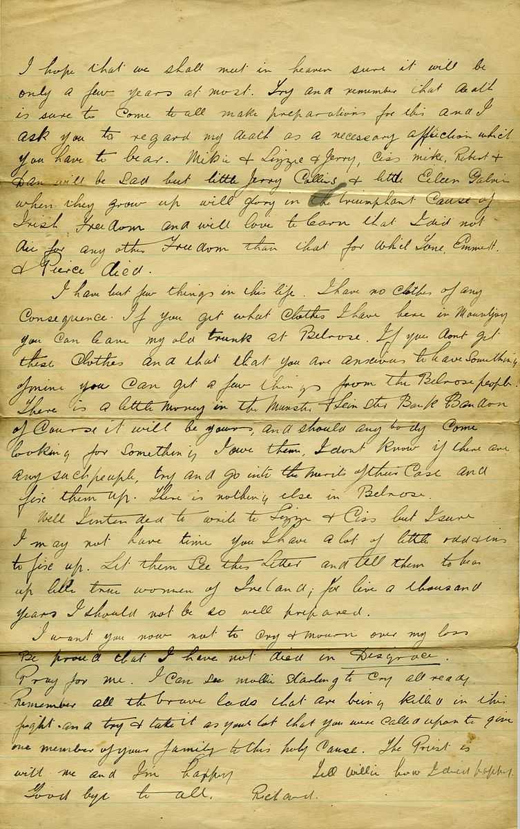 Richard Barrett, IRA, page 2 of letter written prior to execution, 1922.jpg
