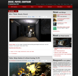 Rock Paper Shotgun's homepage