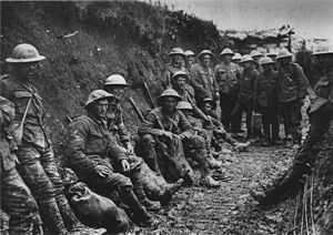 A photograph of British soldiers in a trench