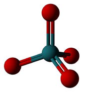 A molecule diagram, with a blue sphere being connected with two sticks to 4 red ones to form a tetrahedron