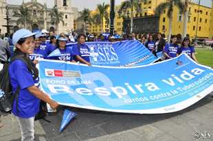 Socios En Salud staff at a rally in Lima, Peru, in early 2011.