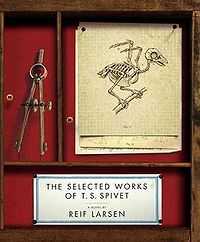 Book cover featuring the sparrow skeleton for which the author was named, as well as several pieces of cartography equipment..