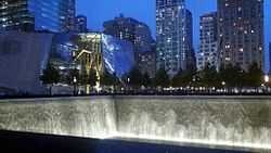 Square waterfall at twilight