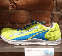 An Altra athletic shoe on display