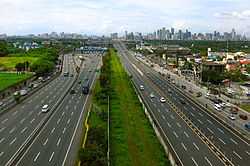 South Luzon Expressway with PNR tracks and Metro Manila Skyway.