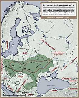 Map of the expansion of the Early Slavs