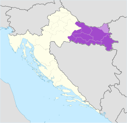 Map of Slavonia within Republic of Croatia