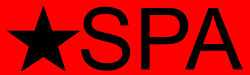 Black on red acronym "SPA" in sans-serif font to the right of black on red star.