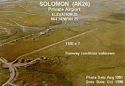 A picture of the airport at Solomon, Alaska, along the Nome-Council Highway.