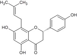 Chemical structure of 8-prenylnaringenin.