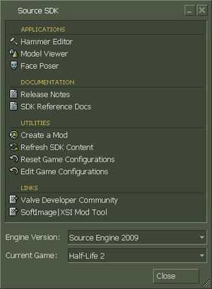Source SDK Launcher menu