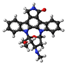 Ball-and-stick model of the staurosporine molecule