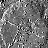 Crater Stevenson, with crater chains forming an 'x' across its surface