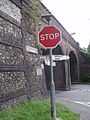 Stop sign, Rowlands Castle railway station.JPG