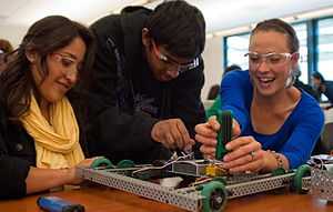 Students working on a project.