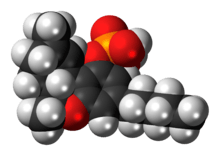 Space-filling model of the THC-O-phosphate molecule