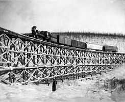 TVRR crossing a trestle bridge over Fox Gulch in 1916