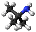 Ball and stick model of the tert-butylamine molecule