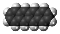 Space-filling model of the tetracene molecule