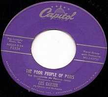 "The Poor People of Paris" by Les Baxter & His Orchestra on Capitol 3336