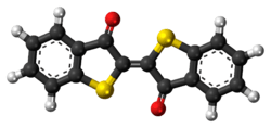 Ball-and-stick model of the thioindigo molecule