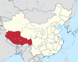 Map showing the location of Tibet Autonomous RegionXizang Autonomous Region