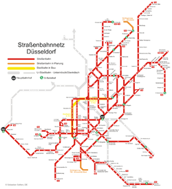 Düsseldorf tramway network.