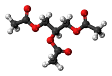 Ball-and-stick model of the triacetin molecule