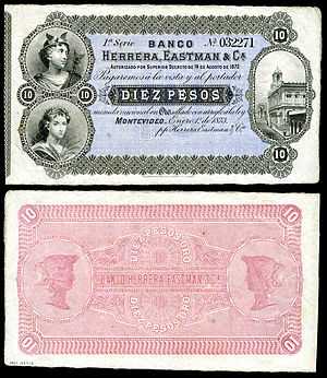 10 peso Uruguay banknote from 1873