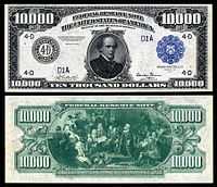 $10,000 Federal Reserve Note, Series 1918, Fr.1135d, depicting Salmon P. Chase.