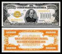 $10,000 Gold Certificate, Series 1934, Fr.2412, depicting Salmon P. Chase