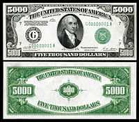 $5,000 Federal Reserve Note, Series 1928, Fr.2220g, depicting James Madison.