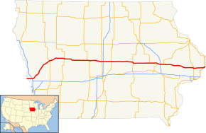 US 30 runs mostly east-west across the state of Iowa