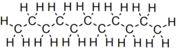 Skeletal formula of undecane with all implicit carbons shown, and all explicit hydrogens added