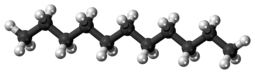 Ball-and-stick model of the undecane molecule