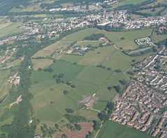 Aerial photo of Vauxhall Fields from the northwest, looking southeast