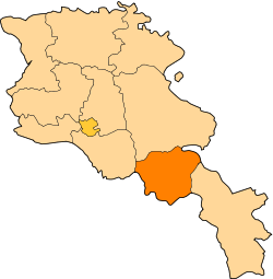 Location of Vayots Dzor within Armenia