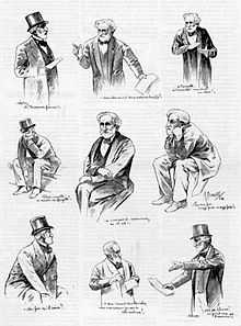  nine drawings of elderly bearded man gesticulating or sitting