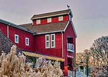 Image of Westport Country Playhouse which is a red barn building.