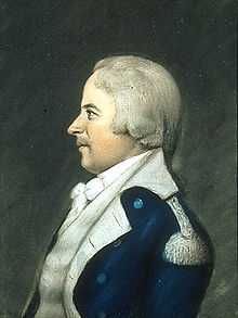 A painting of a man in a military-style coat and white wig