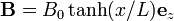 \mathbf{B} =B_0 \tanh(x/L)\mathbf{e}_z