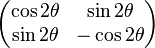 \begin{pmatrix}
\cos2\theta & \sin2\theta \\ \sin2\theta & -\cos2\theta
\end{pmatrix}