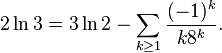  2\ln 3 = 3\ln 2-\sum_{k\ge 1}\frac{(-1)^k}{k8^k}.